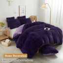 XeGe Faux Fur Fluffy Pillow Cases, Plush Shaggy Ultra Soft Furry Pillow Shams, Crystal Velvet Fuzzy Pillow Covers, Decorative Pillowcases for Bed Couch Sofa Zipper Closure, Set of 2 (King, Purple)