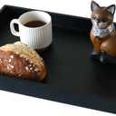 S310 Black Wood Serving Tray with Handles, 17 Inch Wooden Tray for Ottoman, Breakfast, Lunch, Dinner, Decorative Rectangular Tray for Living Room, Kitchen Counter, Outdoor
