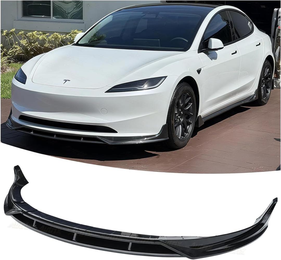 Front Bumper Lip Splitter for 2024-2026 Tesla Model 3 Highland, Front Lip Spoiler Performance Style Air Chin Body Kit Glossy Black Finish