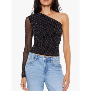 Forever 21 Women's Rhinestone One-Shoulder Crop Top, XL