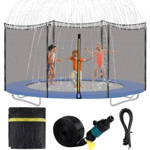 Aodaer Trampoline Net Replacement with Sprinkler 14Ft Safety Enclosure Net Weather Resistant Round Frame Trampoline Net for Round Frame Trampoline