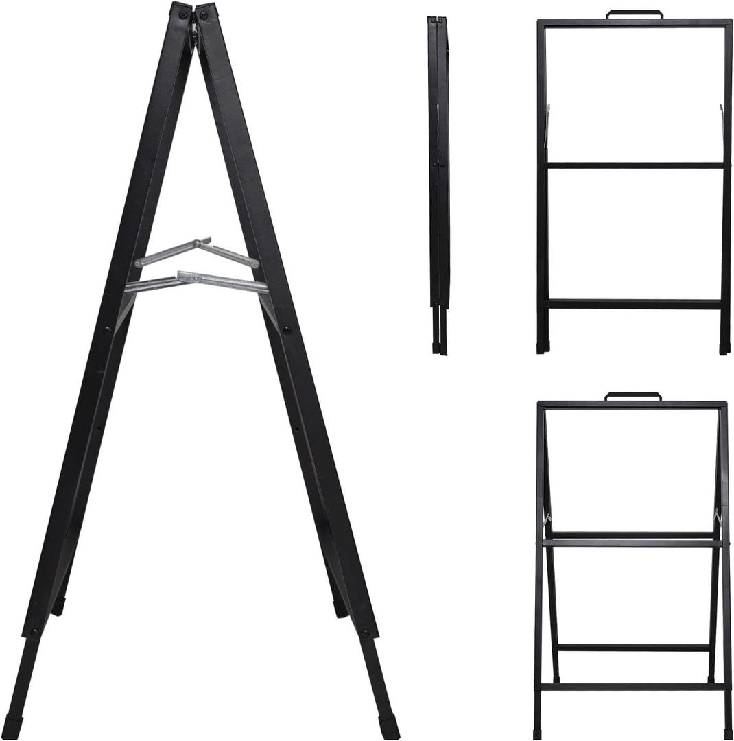 Generic Sign Holder Floor Stand | Store Sign Holder,Heavy Duty Floor Banner Stand, Weighted Double-Sided Metal Sign Stand for Outdoor Commercial, Black, KJULR315RS2CIQE1Q