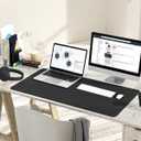 YSAGi Non-Slip Leather Desk Pad L Size, Waterproof Laptop Computer Desk Keyboard Mat, Table Protector Blotter Mat, Large Mouse Pad for Office/Work/Home/Decor(Black, 35.4" x 17")