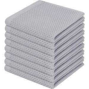 Homaxy 100% Cotton Waffle Weave Kitchen Dish Cloths, Ultra Soft Absorbent Quick Drying Dish Towels, 12 x 12 Inches, 8-Pack, Light Gray