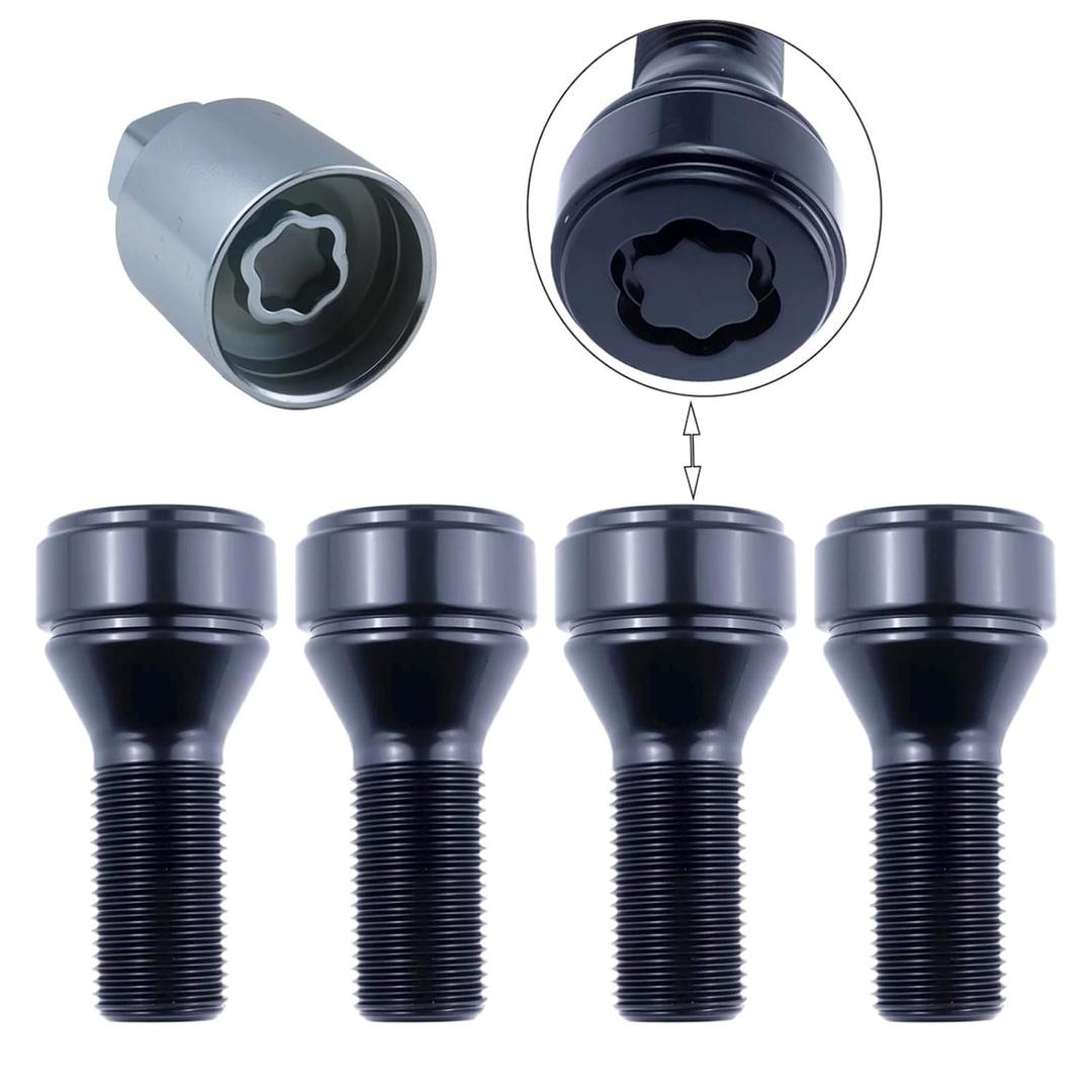 Lockable Wheel Bolt Rim Locks M14x1.25 Compatible with BMW 228i 328d 328i 335i 428i 435i 528i 535d 535i 650i X1 X2 X3 X4 X5 X6 X7 Z4 M2 M3 M4,Replace for 36136792851