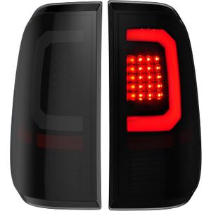 LED Tail Lights Compatible for 2008-2016 Ford F250 F350 F450 Super Duty, Smoked Lens White C-Type Tube Rear Brake Lamps OE Replace FO2800208 FO2801208