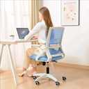 Ergonomic Office Chair Desk Chair with Adjustable Height Mesh Computer Chair Swivel Chair with Flip-up Arms and Lumbar Support Blue