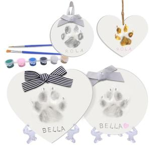 MYPAWLETS Dog or Cat Paw Print Kit Keepsake(Makes 2),DIY Pawprint Ornament with Customization Tool&Display Stands,Clay Pet Paw Print Impression Kit,Personalized Gifts for Pet Lovers