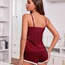 Ekouaer Womens Pajama Sets Soft Lingerie Sleepwear 2 Piece Cami Shorts Set V Neck Pj Lace Nightwear (S)