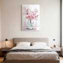 Azartslr Pink Flower Canvas Wall Art, Farmhouse Rustic Floral Art Prints For Living Room, Vintage Bathroom Botancial Painting Poster, Plants Picture Kitchen Bedroom Decoration, 24"L x 16"W