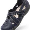 DREAM PAIRS Women's Loafers Slip On Comfortable Casual Orthopedic Walking Flats Work Shoes Closed Toe Sandals with Arch Support (6, Navy)