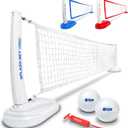 GoSports Splash Net PRO Pool Volleyball Net - Red, White, or Blue - Includes 2 Water Volleyballs and Pump, Medium