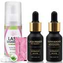 Lash Bonder Primer and Shampoo Kit for Eyelash Extensions, Glue Accelerator Lash Sealant, Pre-treatment Primer Protein Oil Cleanse Remover, Makeup Tools for Professional Use (15ml+15ml+60ml)