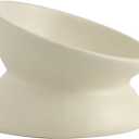 Ceramic Raised Cat Bowl, Cat Food Bowls Elevated Tilted, Ceramic Pet Bowl Whisker Friendly, Anti Vomit & Reduce Neck Burden for Food and Water (Cream-White)