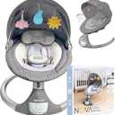 Jool Baby Nova Swing for Newborns - Electric Motorized Infant Swing, Bluetooth Music, 10 Preset Melodies, Remote (Updated Model, Gray)