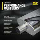 MagnaFlow Performance Exhaust Muffler 11386: 4" x 9" Body, 14" Length | Dual 2.5" ID Inlet and Outlet Connections | Stainless Steel with Satin finish