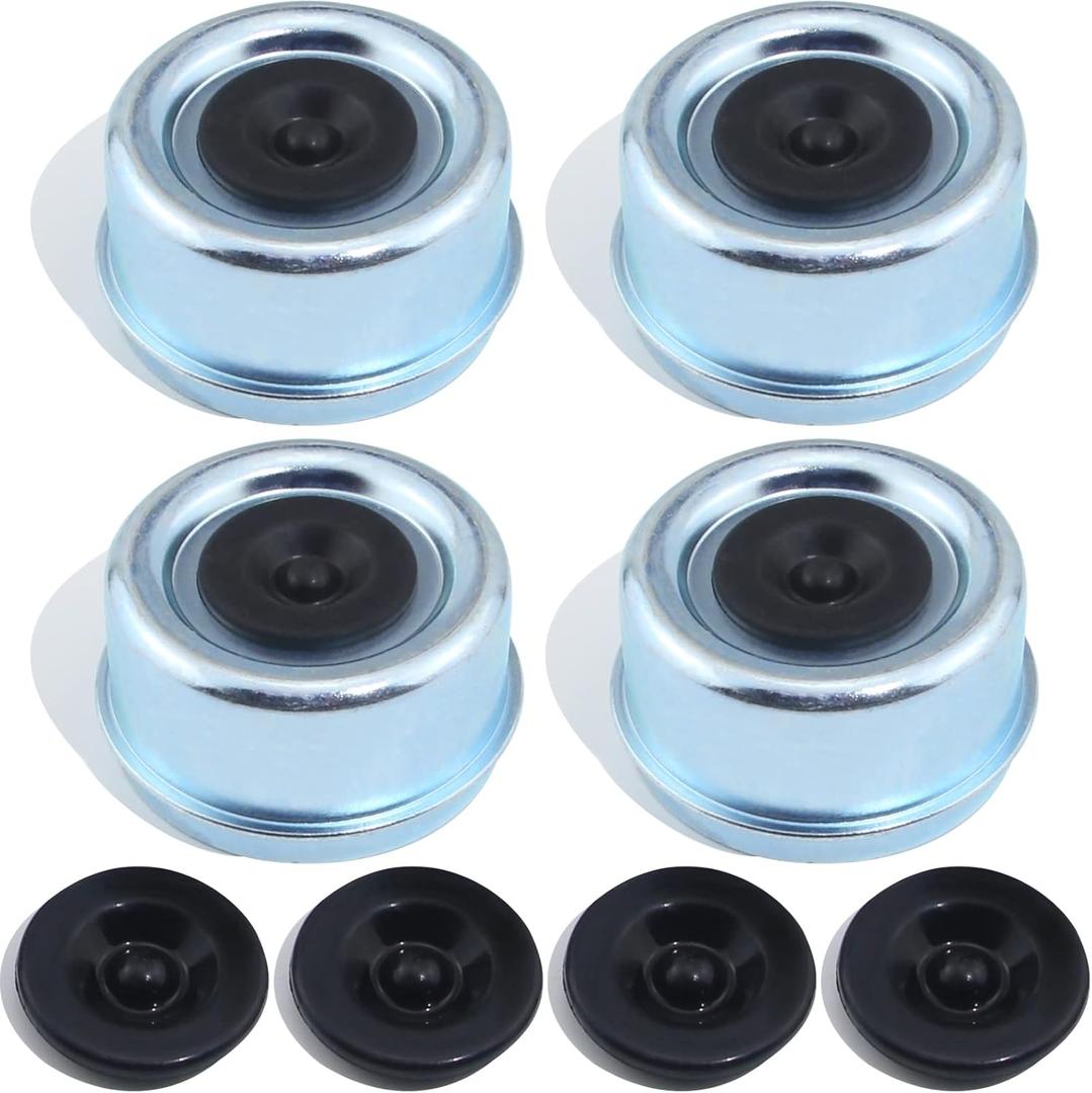 4PCS 2.72" Trailer Hub Cap,Trailer Axle Bearing Dust Cap Cup Grease Cover with 8 Rubber Plugs,Bolt Metal Trailer Axle Wheel Bearing and Hub Dust Caps for Most 7000 to 8000 Pound Axles Dexter