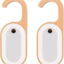 Wooden Message Motion Sensor Night Light with Memo Stickers, Doorknob Board LED Lamp, Rechargeable Doorhandle Hook Design for Bedroom, Bathroom, 2Pack