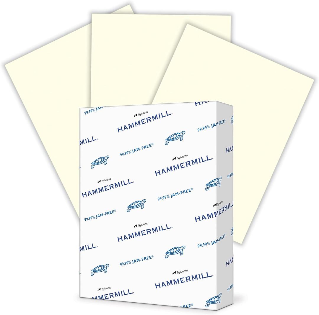 Hammermill Colored Paper, 20 lb Cream Printer Paper, 8.5 x 11-1 Ream (500 Sheets) - Made in the USA, Pastel Paper, 168030R