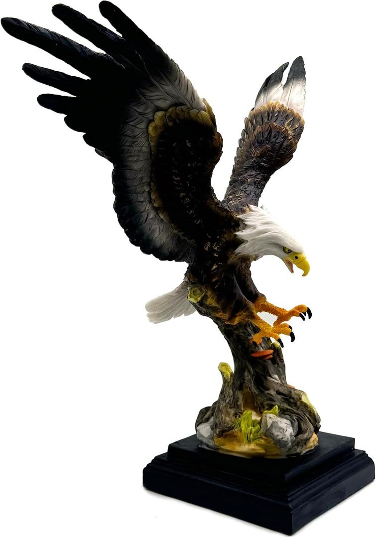 16.9 Inch Large Bald Eagle Statue Resin Sculpture Frgurine Gift for Home Decor Office Living Room Desktop Display Decorative Decoration