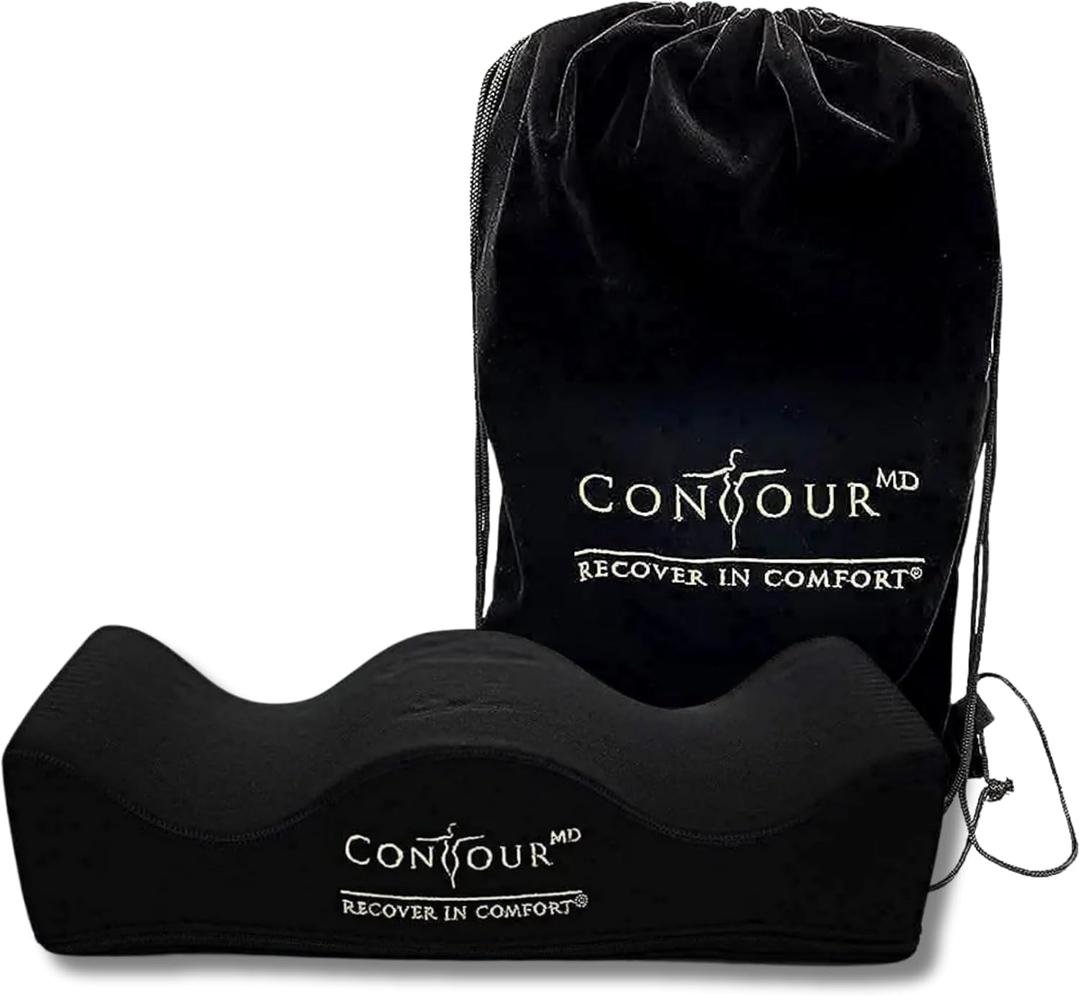 ContourMD BBL Pillow After Surgery  Butt Pillow for Sitting, Driving, or Office Chair  Lightweight Foam Cushion for Brazilian Butt Lift Recovery  BBL Post Surgery Supplies  Black Rectangle