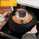 Microwave Splatter Cover Vented Glass Splatter Guard Lid with Collapsible Silicone for Food as Pot Cover Plate 10.8 inch for 6 7 8 9 10 inch Plate Bowl (Black)