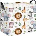 HIYAGON Rectangular Woodland Animal Basket Baby Storage Basket Storage Bin Organizer Box Animal Room Decor(Animal Basket)