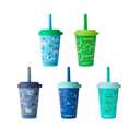 REDUCE GoGo's Kids Portable Tumbler Cups with Lids and Spill-Proof Straws - 3 Pack of Stackable 12 oz Tumblers with Twist-On Lids - Easy Storage, Dishwasher Safe - Scavenger Boy Set