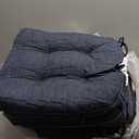 Chair Cushions for Dining Chairs Set of 6, Kitchen Chair Cushions, Chair Pads with Ties and Non Slip Backing, Tufted Memory Foam Seat Cushion 6 Pack, 15.5" x 15.5" x 4", Navy Blue