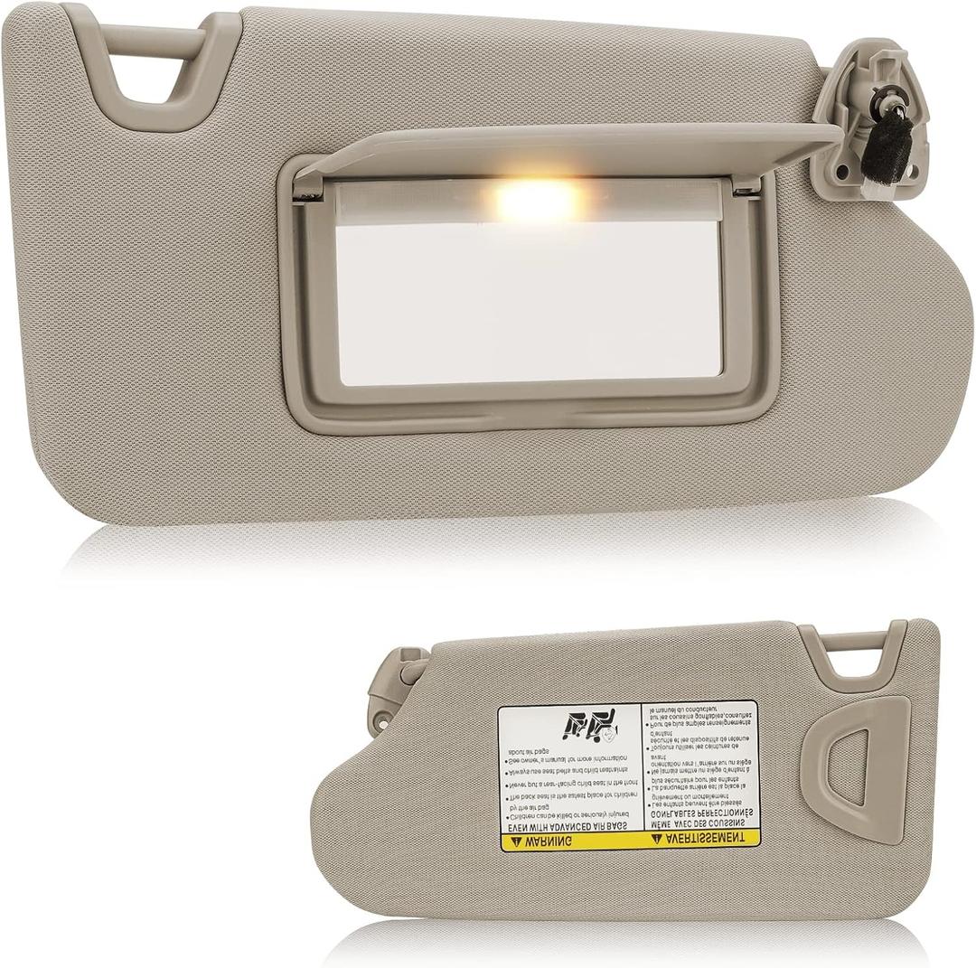 Youxmoto Sun Visor Right Passenger Side for Nissan Altima 2013 2014 2015 2016 2017 2018, Beige with Vanity Mirror and Light, Replaces# 96400-3TA2A