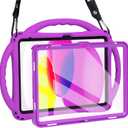TOPESCT Kids Case for 11" iPad (A16) 11th Gen 2025,10.9" iPad 10th Gen 2022 - Made of Kid-Friendly Silicone, with Built-in Screen Protector, Shockproof Handle Stand Case (Purple)