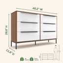 tinge Lira Premium 8 Drawer Fabric Dresser - Engineered Wood Frame Chest of Drawers for Bedroom - Strong & Sag-Proof Clothing Organizer with Sleek Metal Handles (Dark Brown), 11.8"D x 46.2"W x 36.5"H