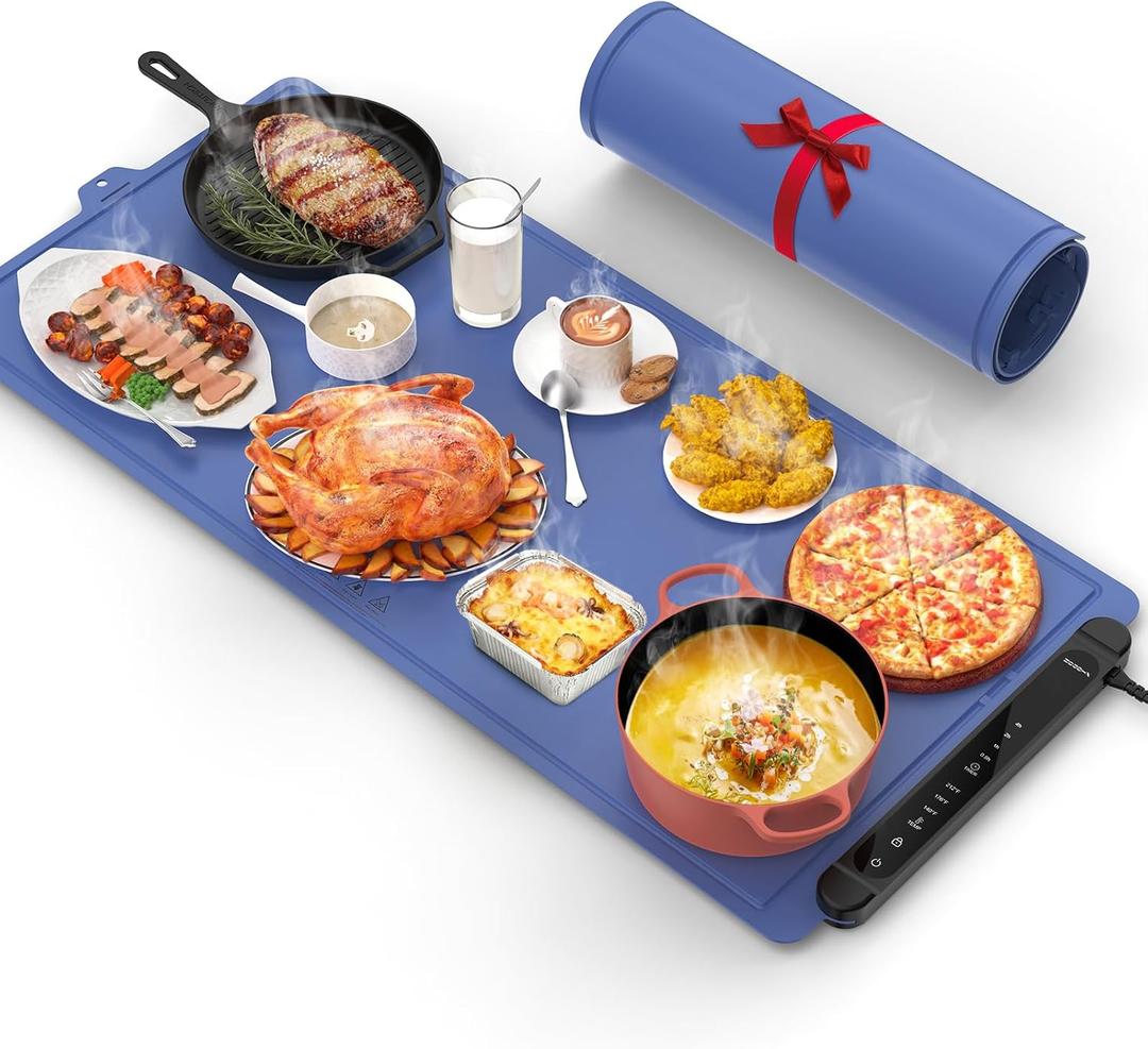 Warming Mat for Food Extra Large: 48"X16" Adjustable Silicone Food Warming Mat Heating Pad Food Warming Pad for Kitchen Counter Warming Trays for Buffets Party Hot Plates for Countertop Gifts Family, Blue
