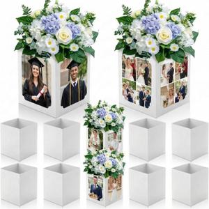 Spiareal 6 Pcs Graduation Box Centerpieces for Table 6/7 Inch Photo Frame Display Congrats Grad Party Favor Gift Picture Table Box Photo Props Frame for Graduation Decoration(White)