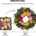 Spring Summer Eucalyptus Wreaths for Front Door Outside 24Inch Door Yellow Daisy Wreath with Sunflower Peony Dahlia Green Leaves for All Season Indoor Outdoor Home Farmhouse Porch Wall Window Decor
