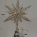 Large Christmas Star Tree Topper with 20 LED Lights 12.5 Inch Star Tree Topper Glitter Sparkle Xmas Treetop Ornament for Home Holiday Party Decorations(Champagne)