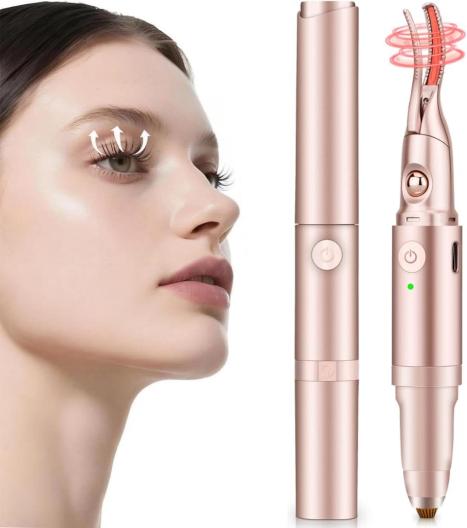 2 -in-1 Heated Eyelash Curler and Eyebrow Trimmer for Women, 10S Fast Heating, Electric Eyelash Curler with 2 Temp Settings Suit for All Lashes, 24H Long Lasting Curls, Christmas Gift for Women Girls