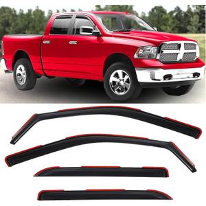 in Channel Window Visors Rain Guards for 2009-2018 Dodge Ram 1500 Crew Cab/Mega Cab,10-25 Ram 2500 3500 Crew Cab/Mega Cab,19-24 Ram 1500 Classic, 4PCS Window Vent Visors