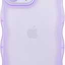 Compatible with iPhone 14 Pro Case 6.1" 2022, Cute Kawaii Curly Wave Frame Shape Soft Silicone Shockproof Protective Phone Cover for Women Girls, Clear/Purple