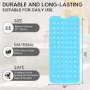 Silicone Bathtub Mat Non Slip, 35x16 Inch, Acupressure mat Square Machine Washable Bathmats for Bathtub with Drain Holes and Suction Cup, Easy to Clean, for Bath Tub, Kitchen and ShowerBlue