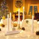 Daord LED Flameless Flickering Taper Candles with Remote & Timer Warm Light Battery Operated Christmas Window Candle for Wedding Party Holiday Home Table Decoration (9 Packs,White+Gold Holder(A))