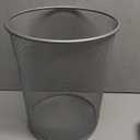 Mesh Waste Basket, Silver Steel Wire, Office Trash Can with Nonslip Base