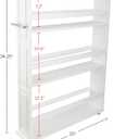 Lavish Home 3-Tier Slim Rolling Storage Cart - 25 x 5.7 Narrow Rolling Cart with Handle and Wheels for Bathroom, Laundry Room, and Kitchen Organization - Pull-Out Home Organizers (White), 25W x 5.7D