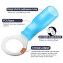 Chanzon 80pcs 1/4" Heat Shrink Ring M6 1/4in Terminal UL Listed 16-14AWG Gauge Eyelet Wire Connectors Waterproof Marine Grade Adhesive Lined Blue Electrical Crimp Connector for Boat Truck Stereo Car