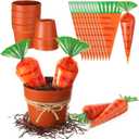 Novabright 46 Pack Easter Crafts Kits Lager DIY Carrot Party Favors 40 Pcs Carrot Treat Bag 6 Pcs Plastic Pot for Candy Easter Table Centerpiece Gift Basket Activities Party Favors Supplies