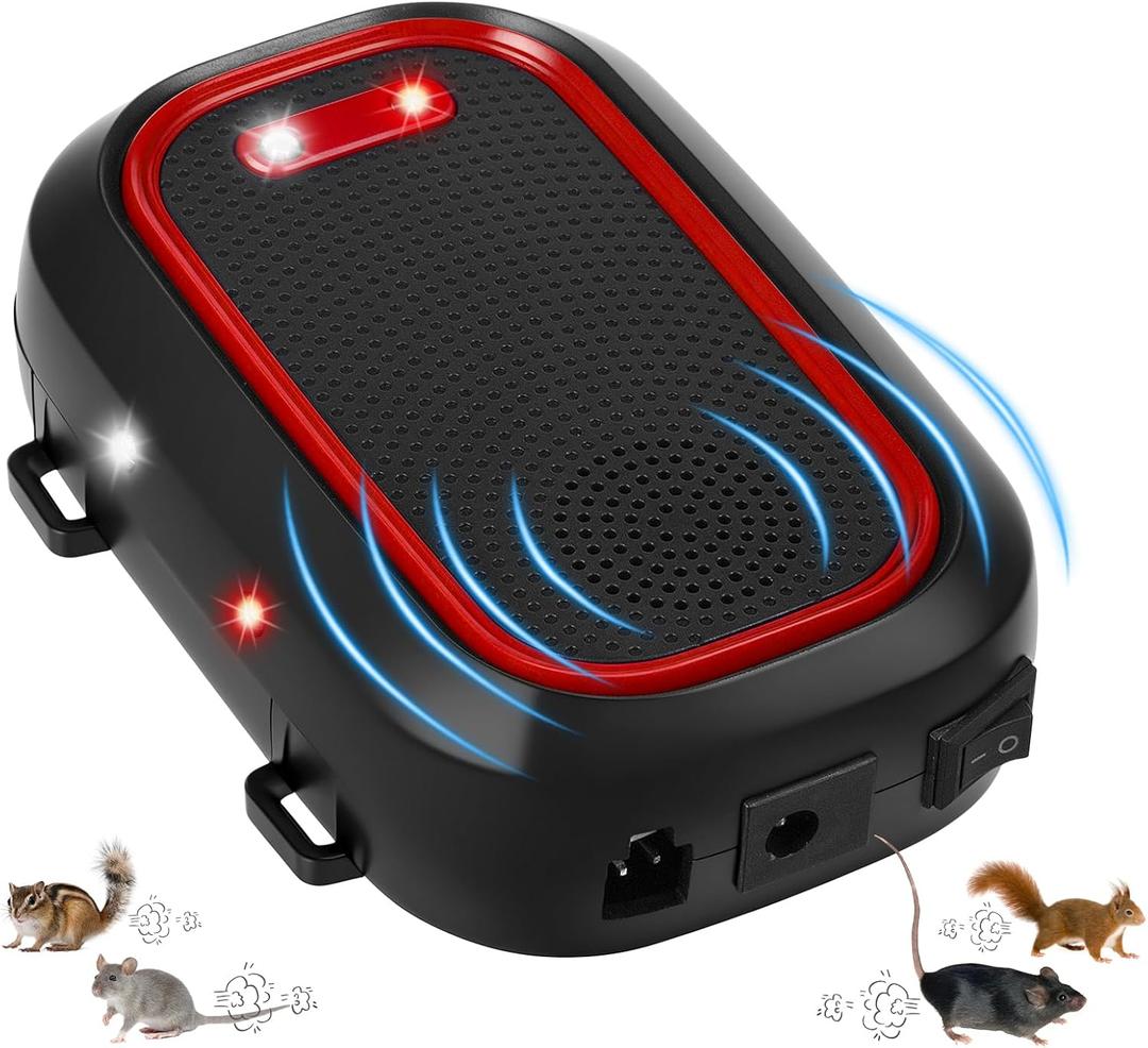Car Rodent Repellent Under Hood Ultrasonic Rodent Deterrent for Cars, Battery Powered Mouse Repellent with Strobe Light, Keeping Rodents Mice Out of Garage Attic Barn Car Engine Mouse Deterrent (1)
