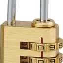 THIRARD Combination Padlock 208  Solid Brass Body, Resettable 3-Digit Code, Nickel-Plated Steel Shackle  Secure Lockers, Toolboxes & Travel Bags  Durable, Compact & Easy to Use (['21 mm'])