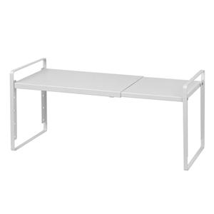 Nxconsu Cabinet Shelf Organizer Expandable 5 Heights Adjustable Stackable Rack Riser for Kitchen Pantry Cupboard Under Sink Organization Storage Space Saver Heavy Duty Metal White