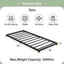 3 Inch Low Twin Bed Frames Heavy Duty Metal Platform, No Box Spring Needed, Easy Assembly Mattress Foundation, No Noise, Black