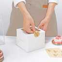 EQOREIIN 4pcs 6 Inch Cake Boxes with Sticks and Boards for Cookies, Small Cakes, Mini Desserts, Bento, and Bakery, Cupcake Box for Birthday, Party, Wedding, Mother's Day, Christmas6x6x5 inch